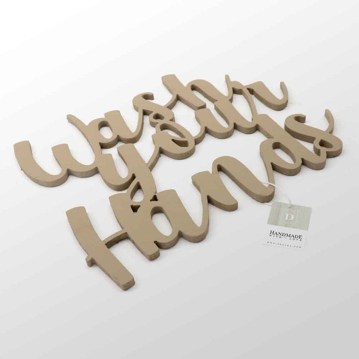 Scritta in Legno Wash your Hands