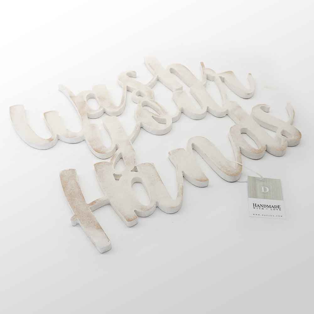 Scritta in Legno Wash your Hands