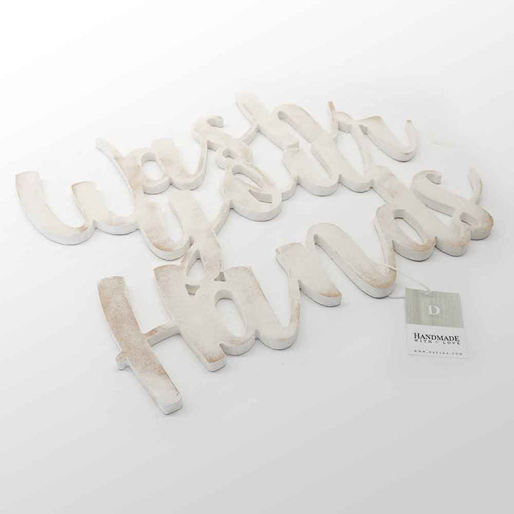 Scritta in Legno Wash your Hands