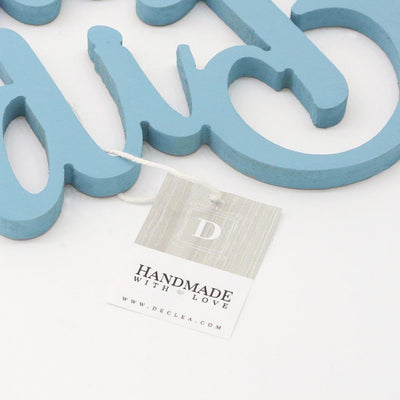 Scritta in Legno Dipinto di blu