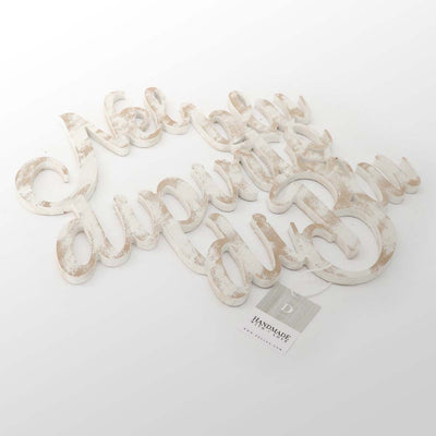 Scritta in Legno Dipinto di blu