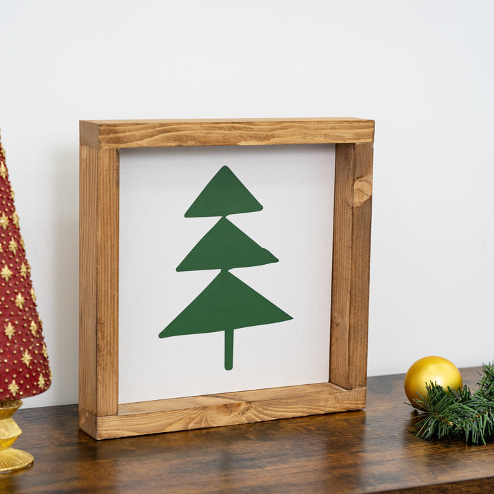 Tavoletta con cornice vera in legno Albero Natale