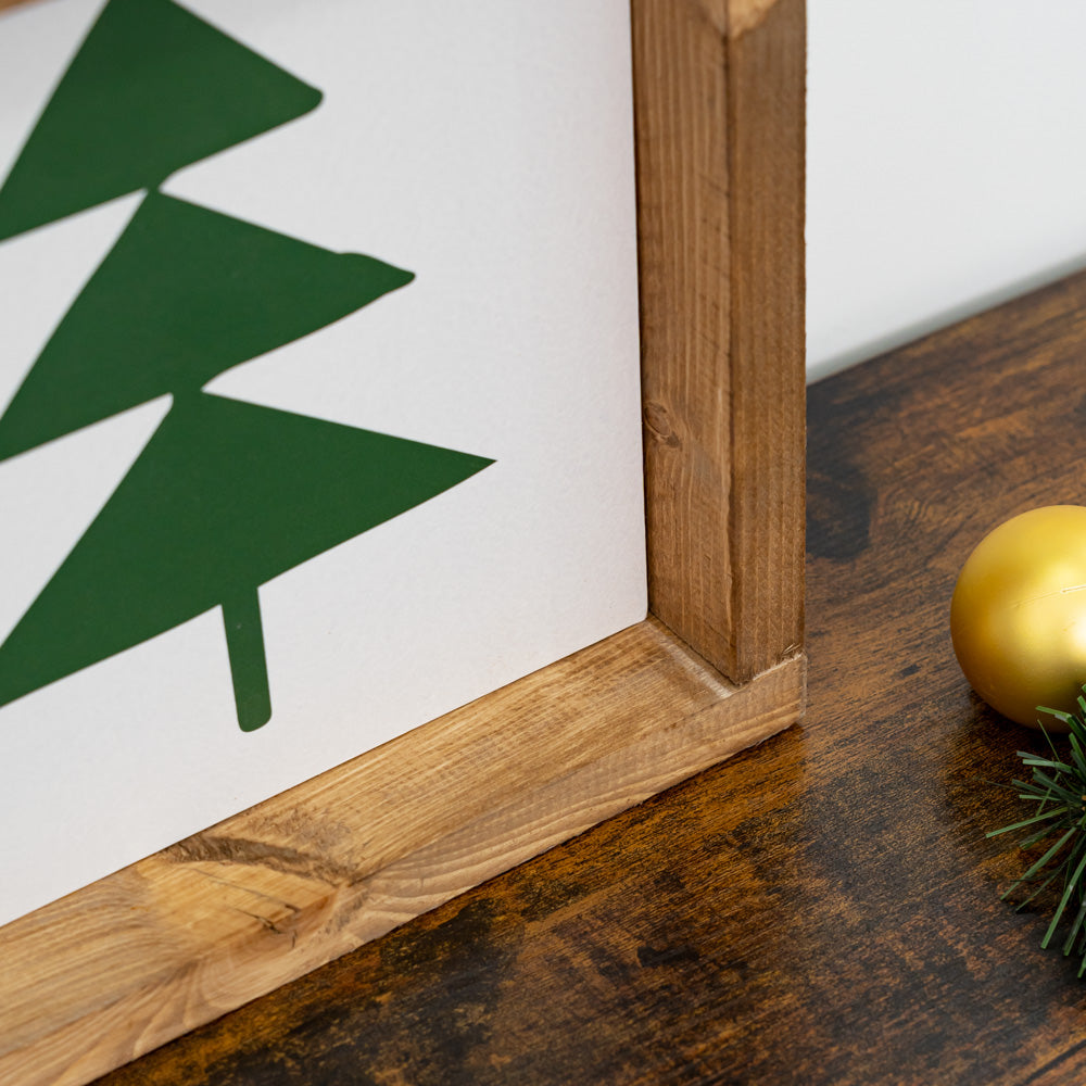 Tavoletta con cornice vera in legno Albero Natale