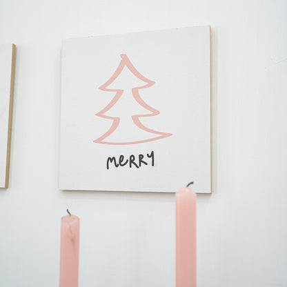 Tavoletta quadrata Albero Natale Rosa
