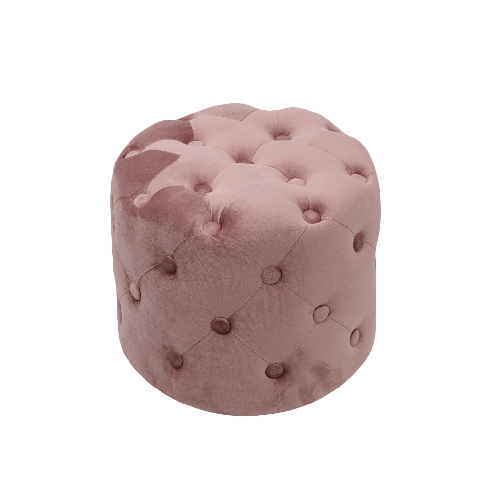 Capitonnè pouf in Pink Malva velvet
