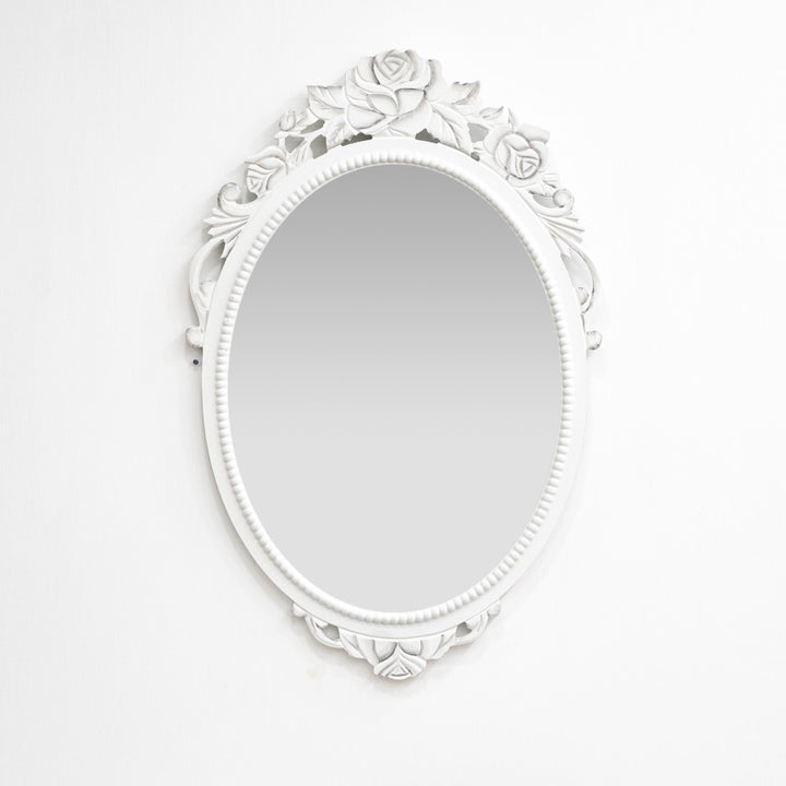 Mirror with wooden frame with rose design