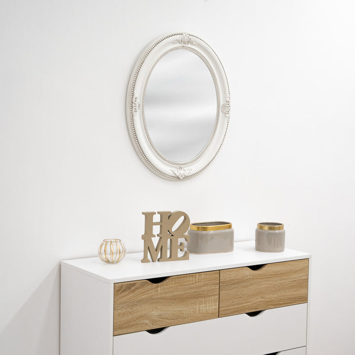 Specchio con cornice in legno ovale