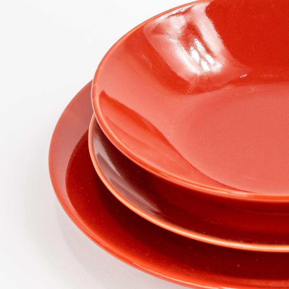 Set of Red Ceramic Plates 