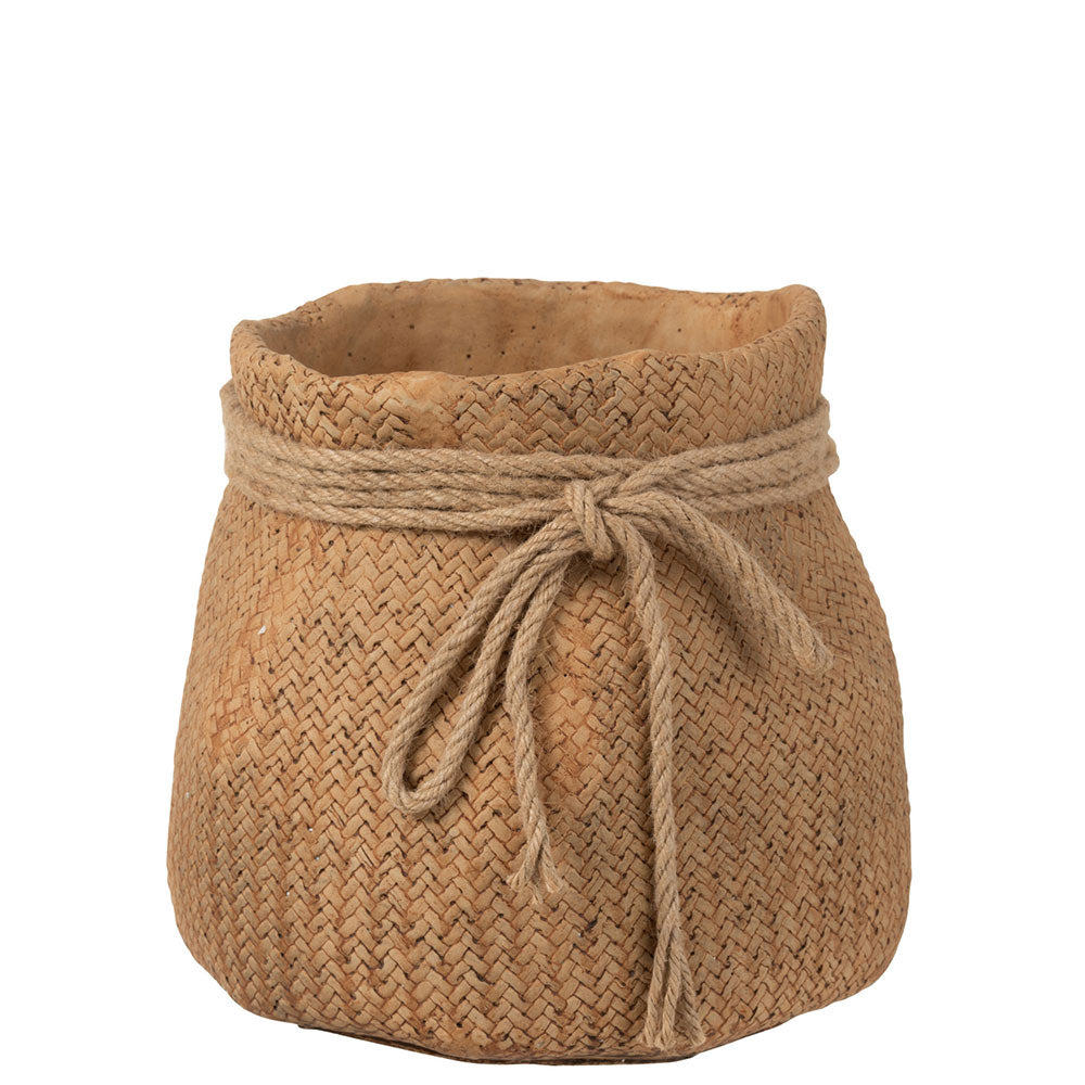 Imitation jute rope planter in natural cement