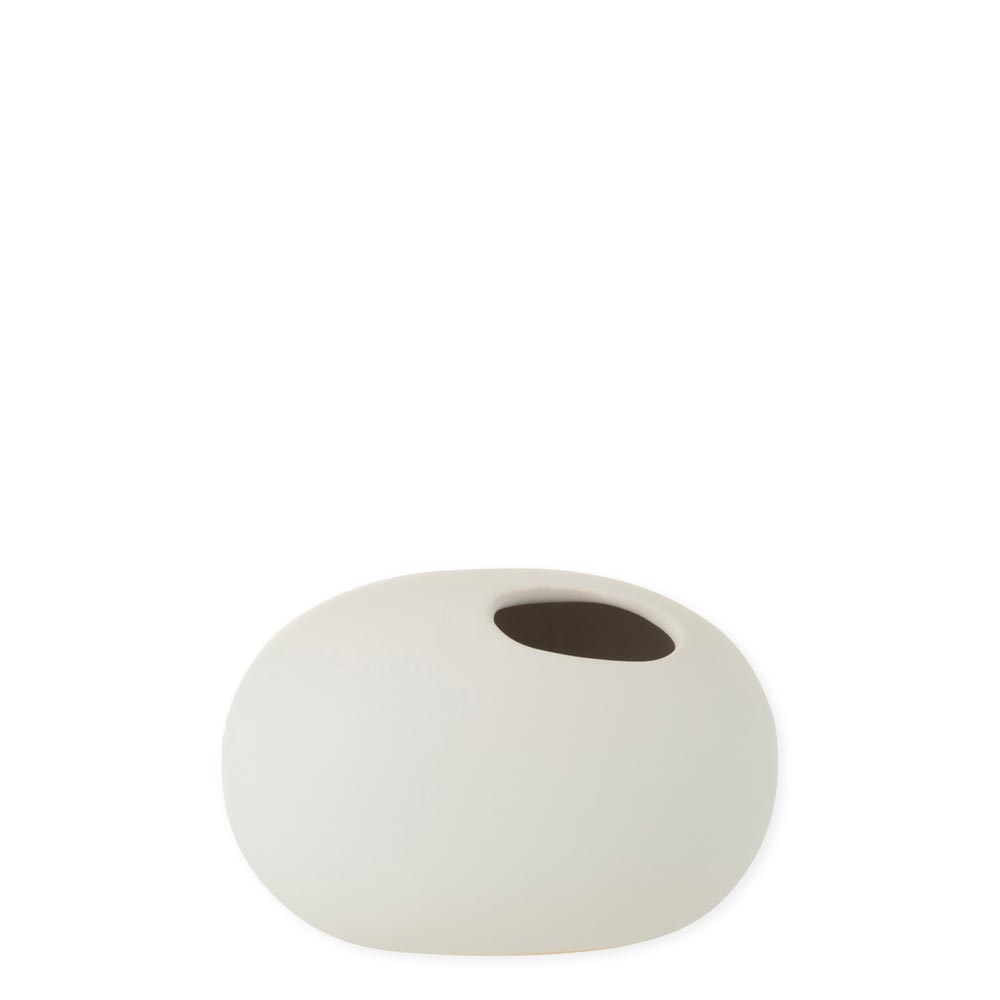 Vaso Ovale in Ceramica Opaco Bianco