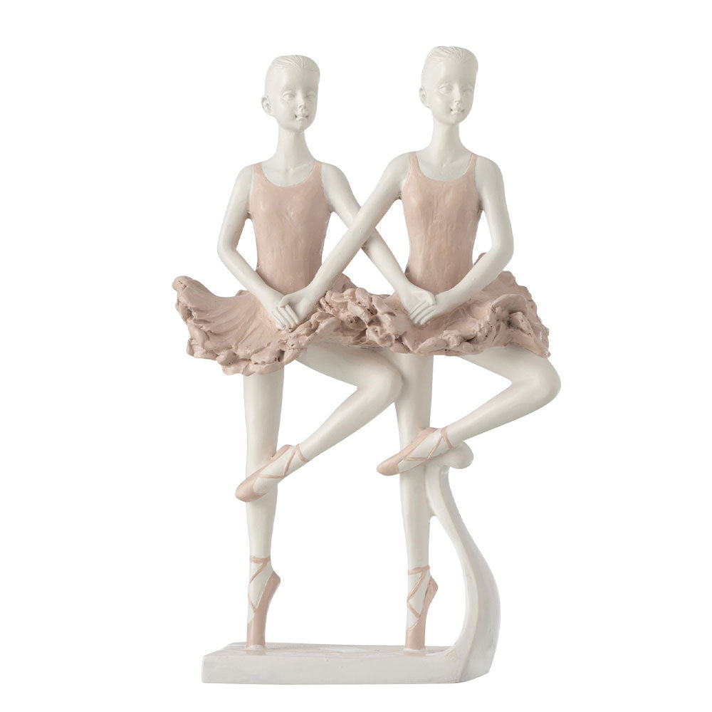 Two ballerinas in pink and white resin