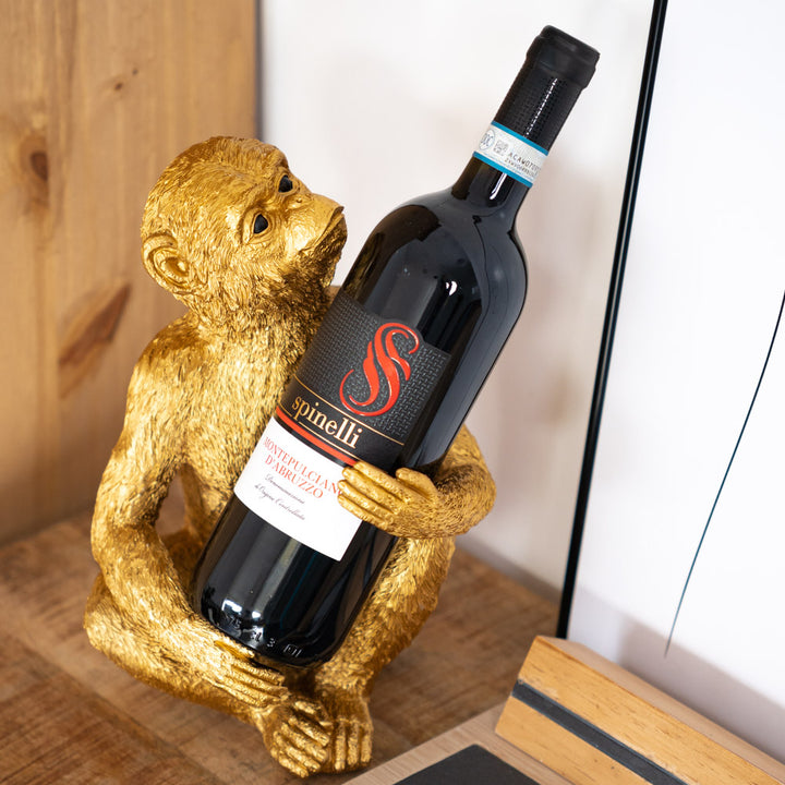 Gold Resin Monkey Wine Bottle Holder