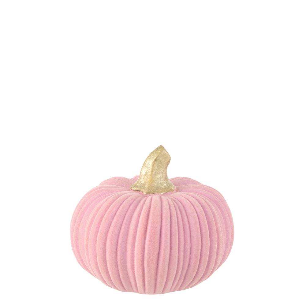 Pink ceramic pumpkin with velvet effect