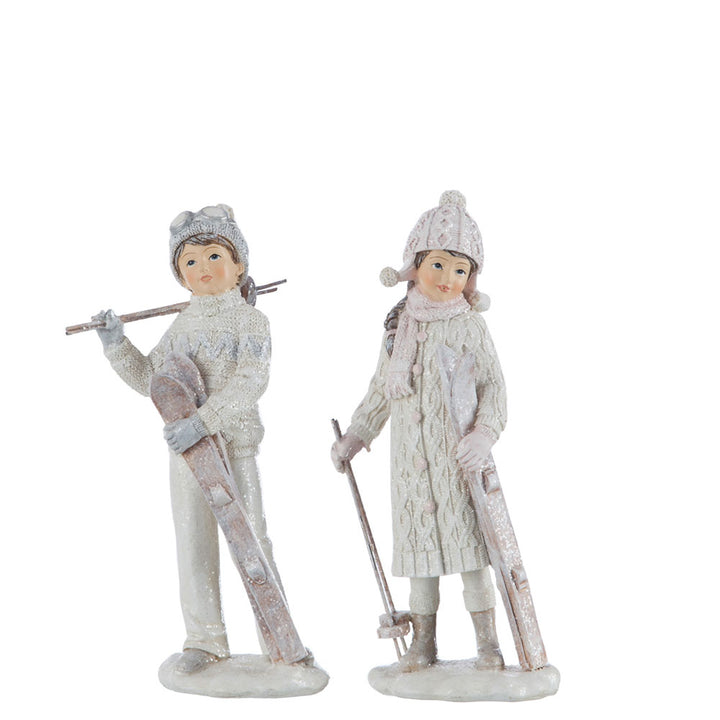 Resin skier children's figurines