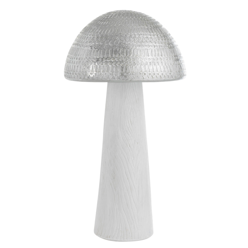 Boho mushroom in white and silver resin
