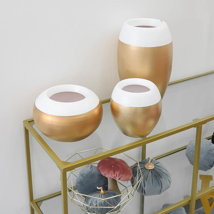 Vaso Bordo Terracotta Bianco/Oro