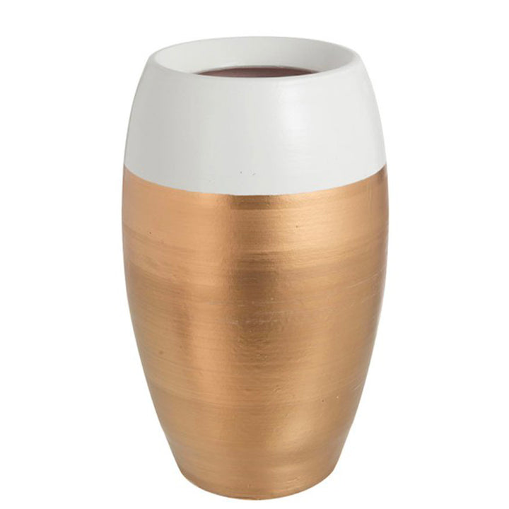 Vaso Bordo Terracotta Bianco/Oro