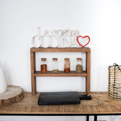Wooden splashback shelf