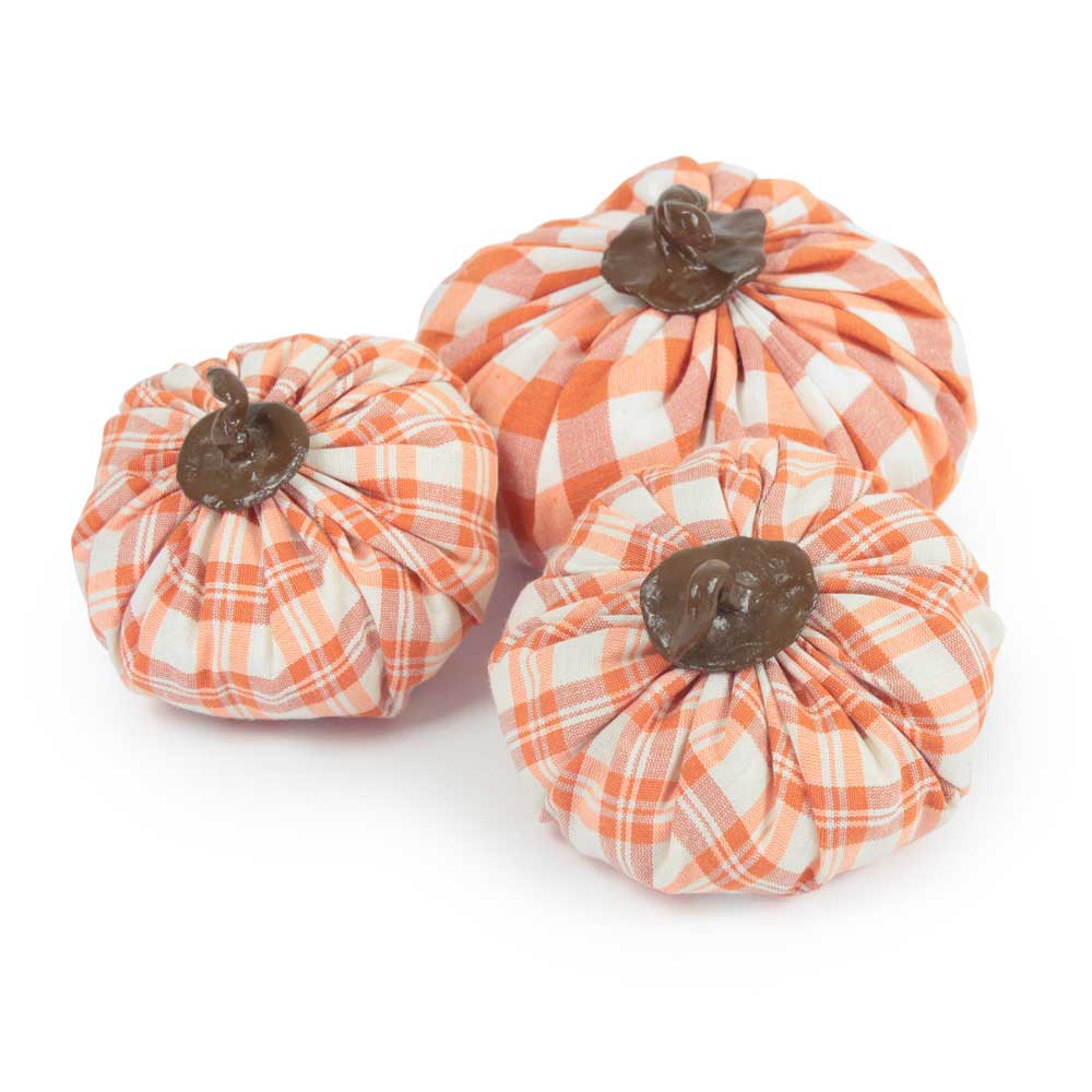 Orange fabric pumpkin set 3pcs