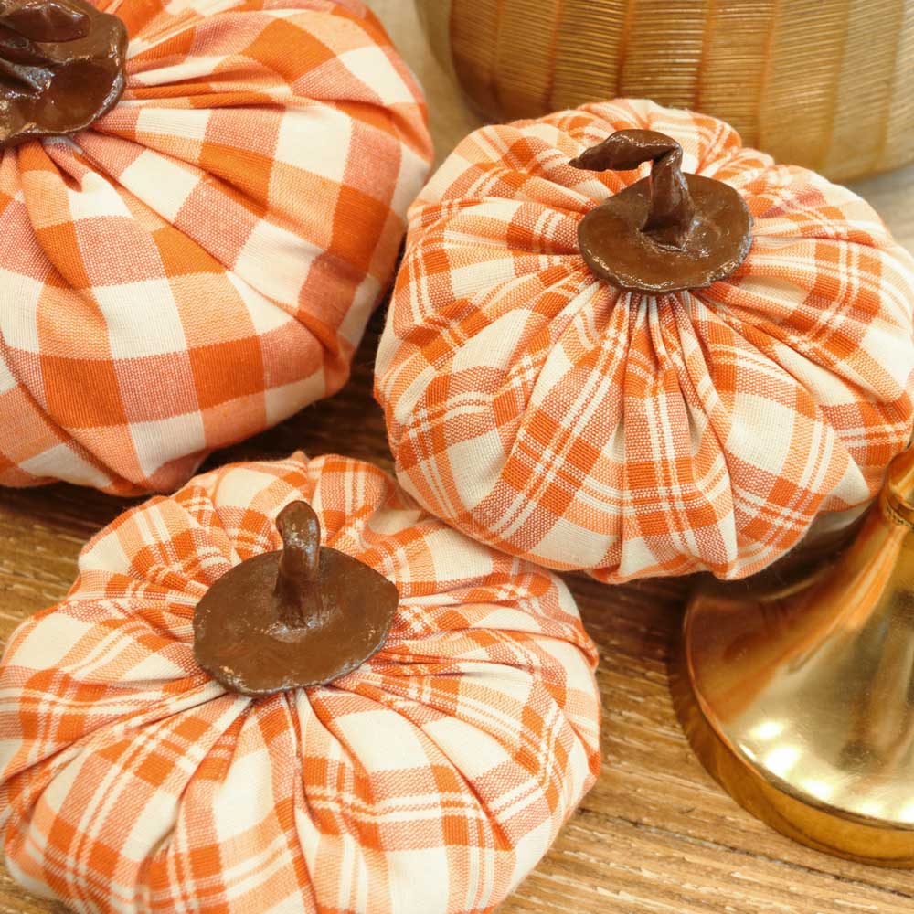 Orange fabric pumpkin set 3pcs