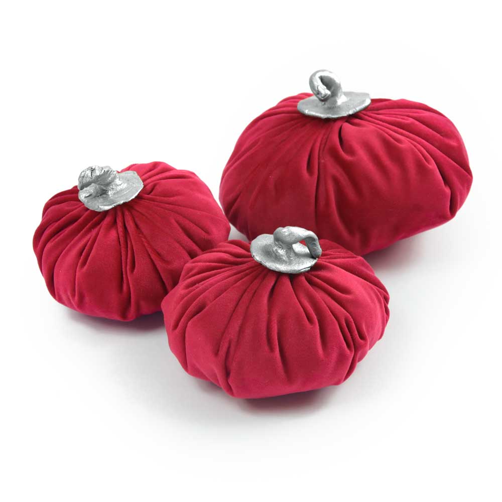 Set of 3pcs Red Velvet Pumpkins