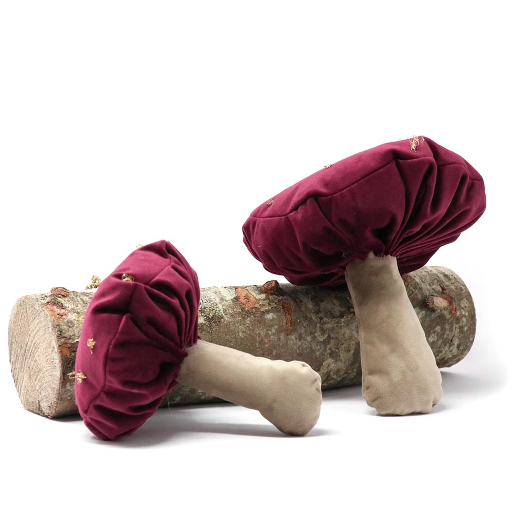 Set 2pcs. Glam Mushroom decoration in velvet