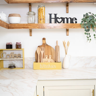 Wooden chopping board with engraved Kitchen writing