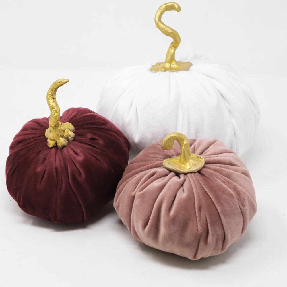 Glam Decorative Pumpkin Set in velvet