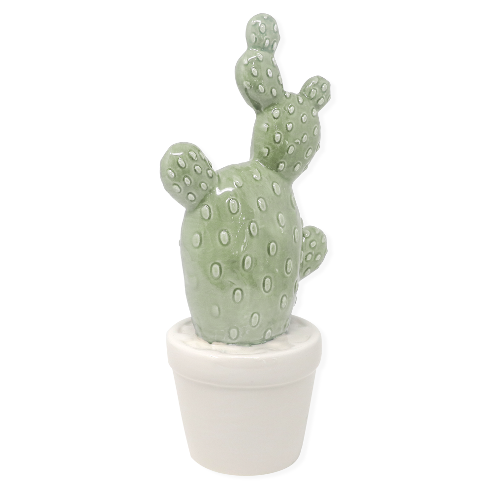 Decorazione in ceramica cactus Opuntia Verde Chiaro