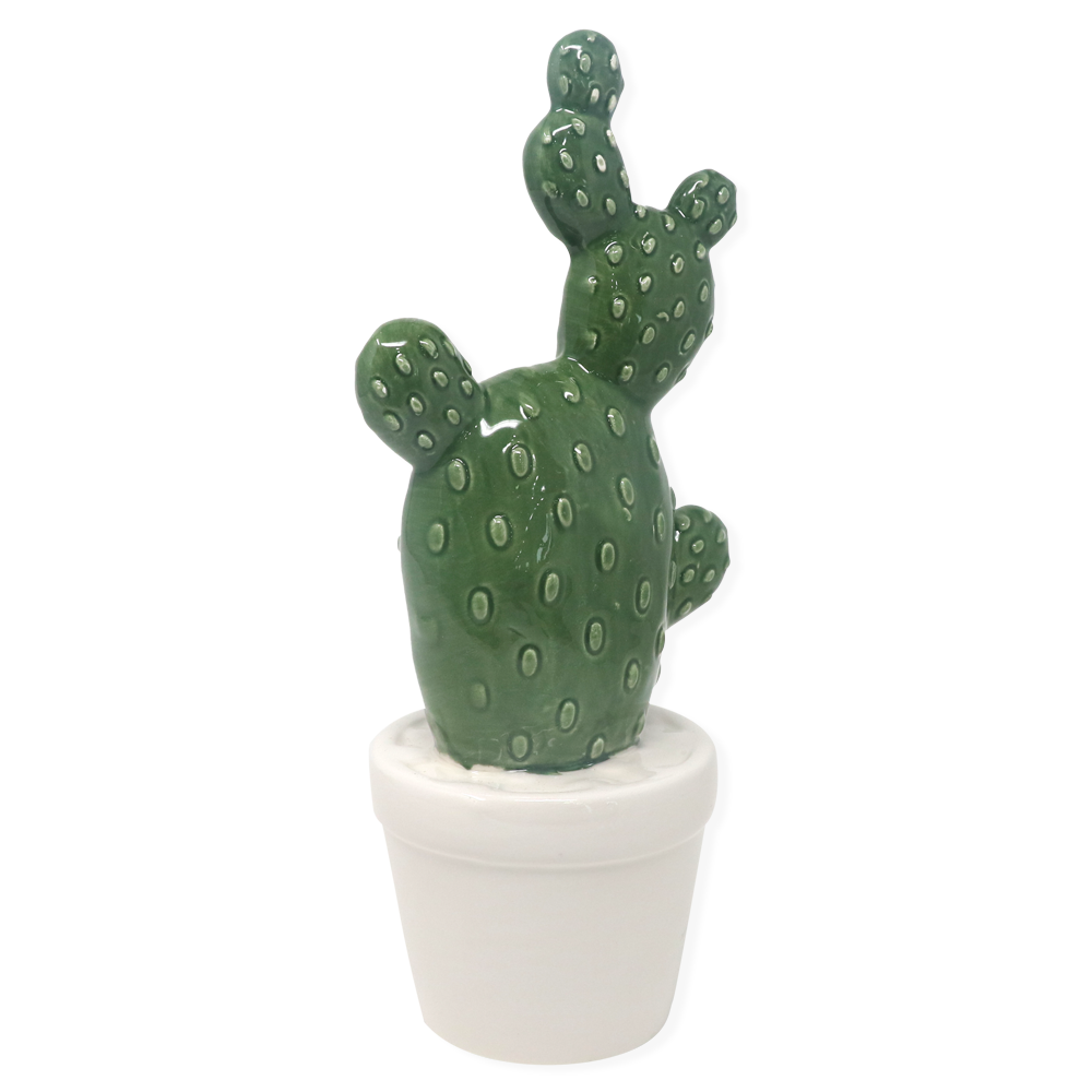 Decorazione in ceramica cactus Opuntia Verde Scuro