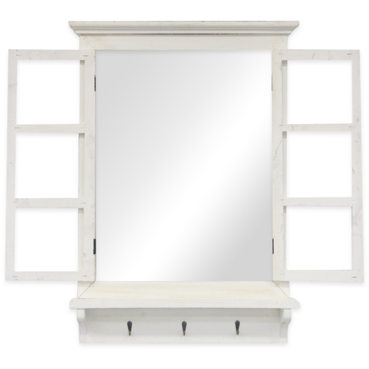 Window mirror with shelf
