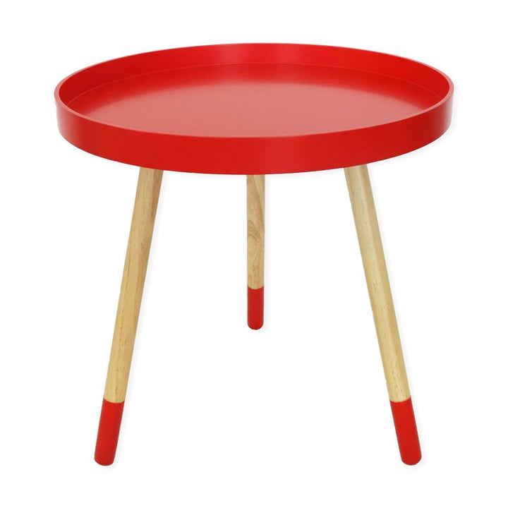 Tavolino Tondo gambe in legno Rosso