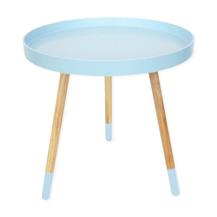 Tavolino Tondo gambe in legno Azzurro