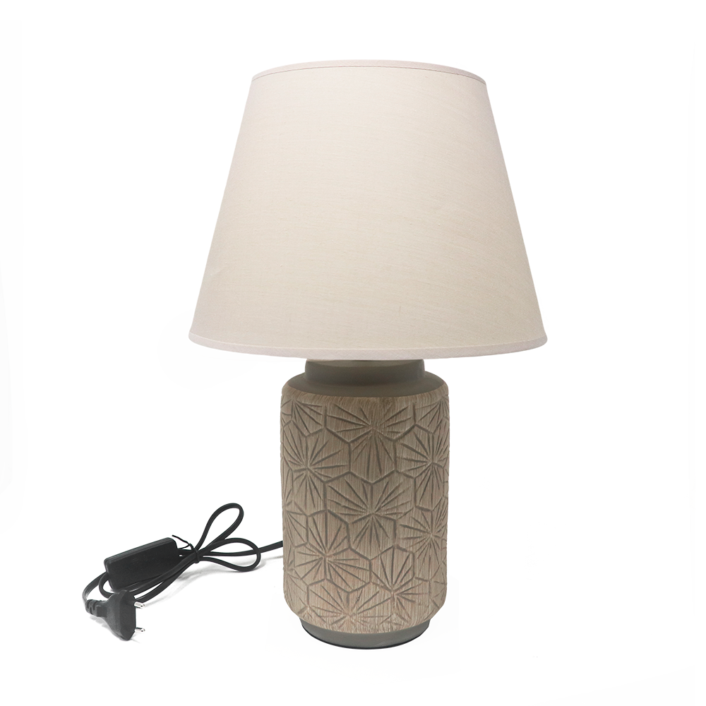 "Carson" lamp with ceramic base and fabric lampshade