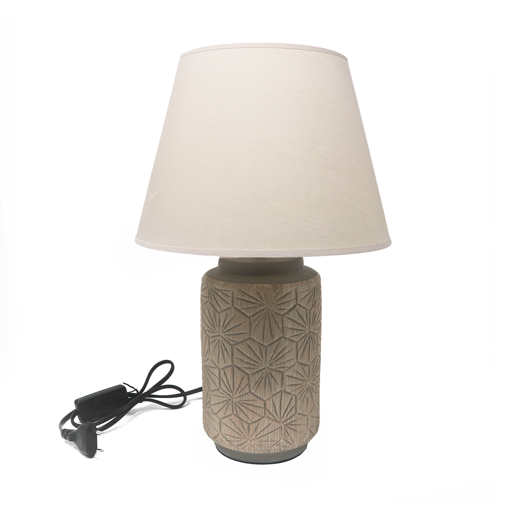 Lampada "Carson" con base in ceramica e paralume in tessuto