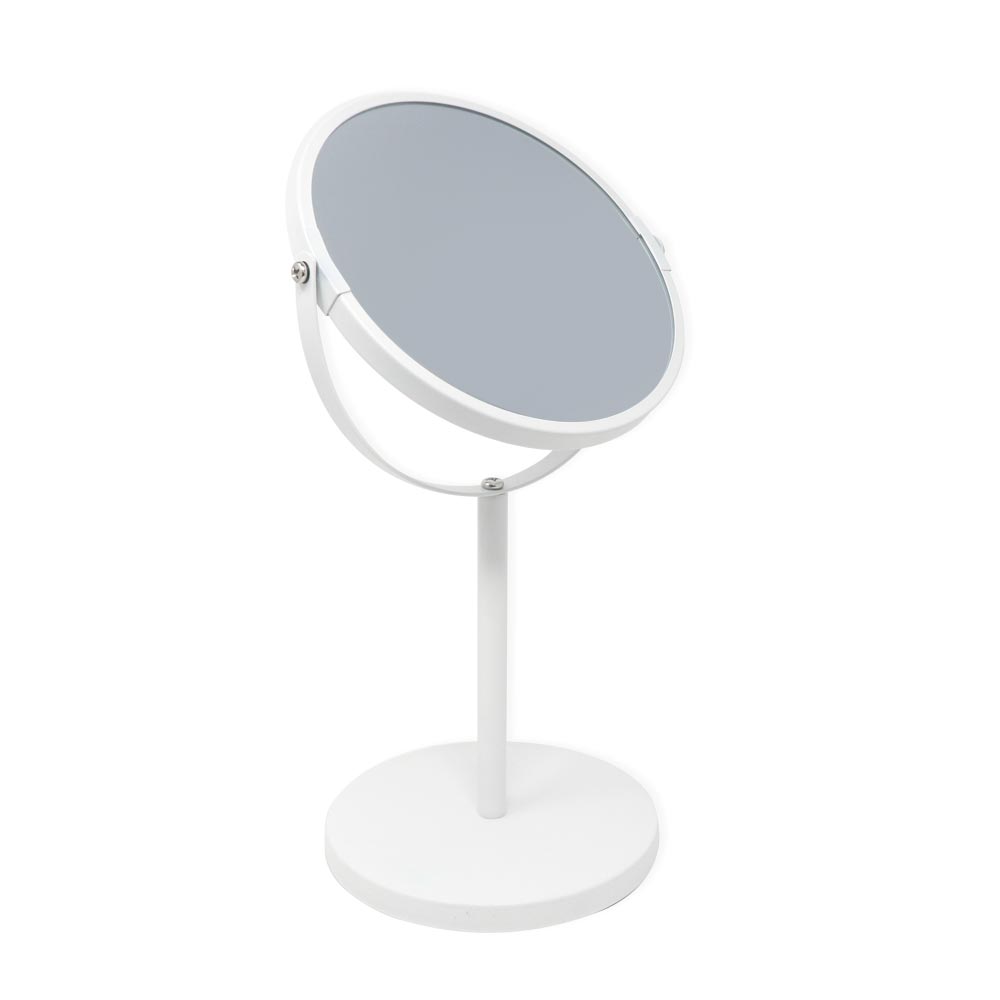 Specchio girevole da trucco con supporto in metallo Bianco