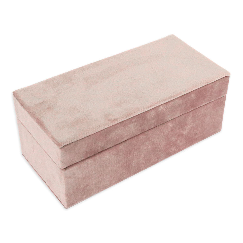 Jewelry box in pale pink velvet with drawer