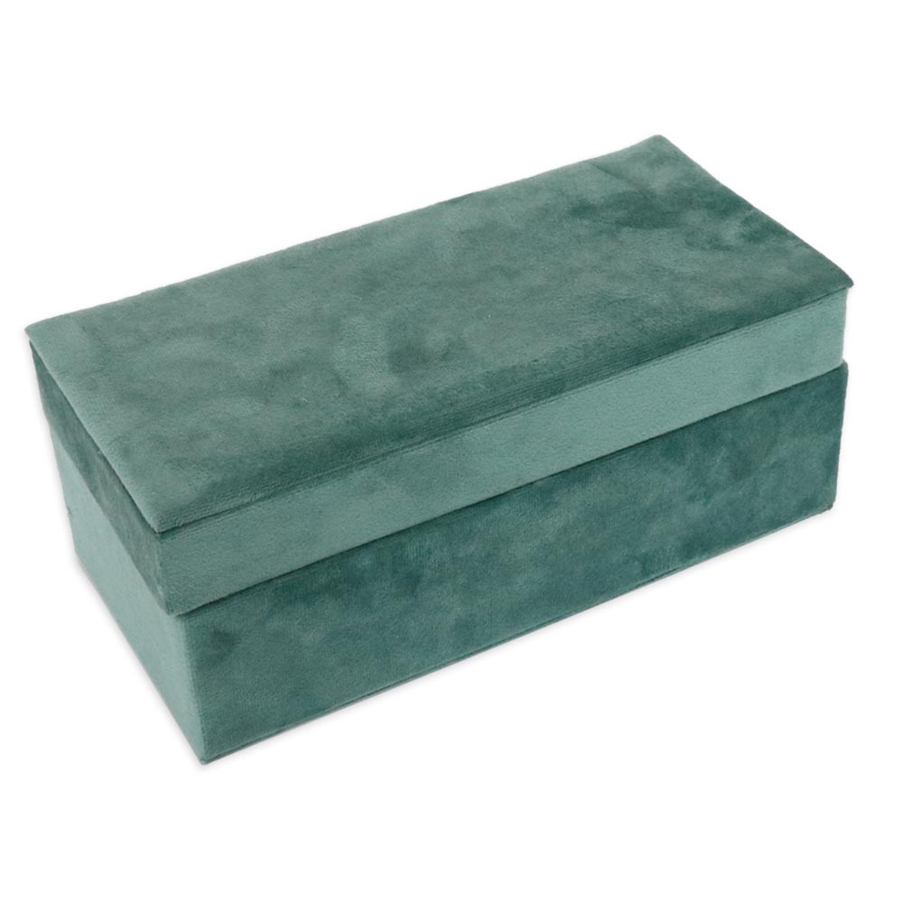 Green velvet jewelery box with drawer
