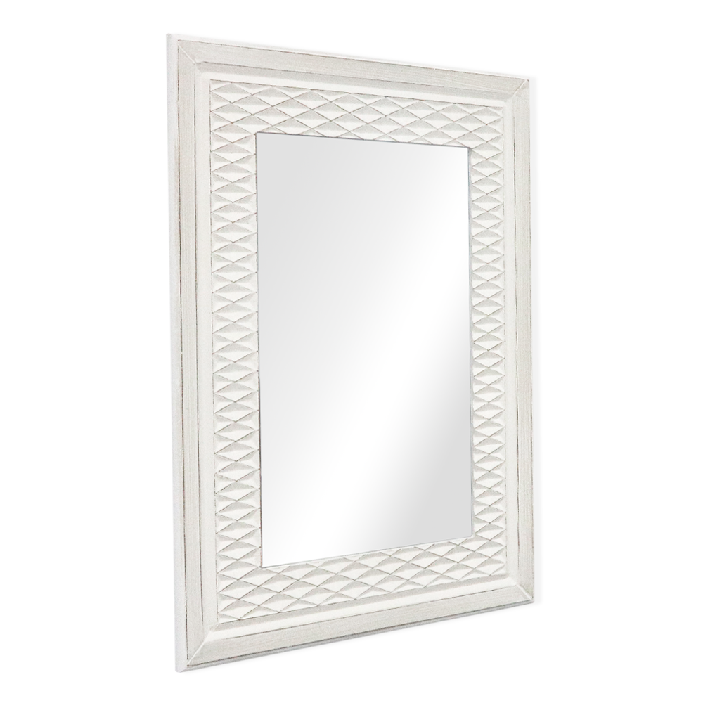 Specchio rettangolare con cornice in legno Bianco