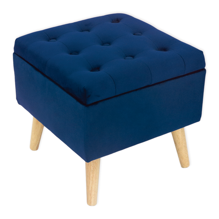 Pouf contenitore in velluto "Amad" Blue