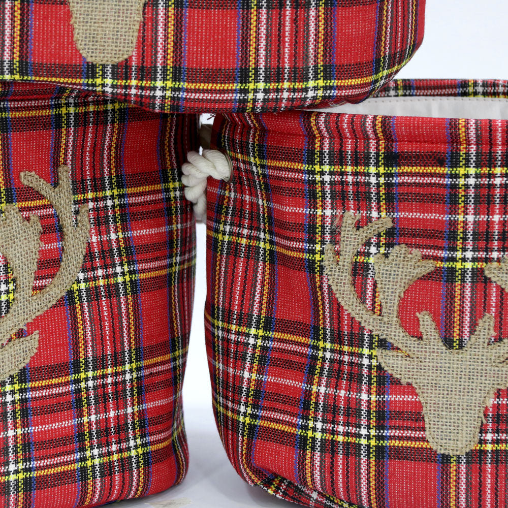 Set of 3 Tartan Oval Containers