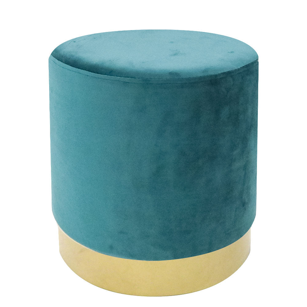 Round pouf in Petrolio velvet