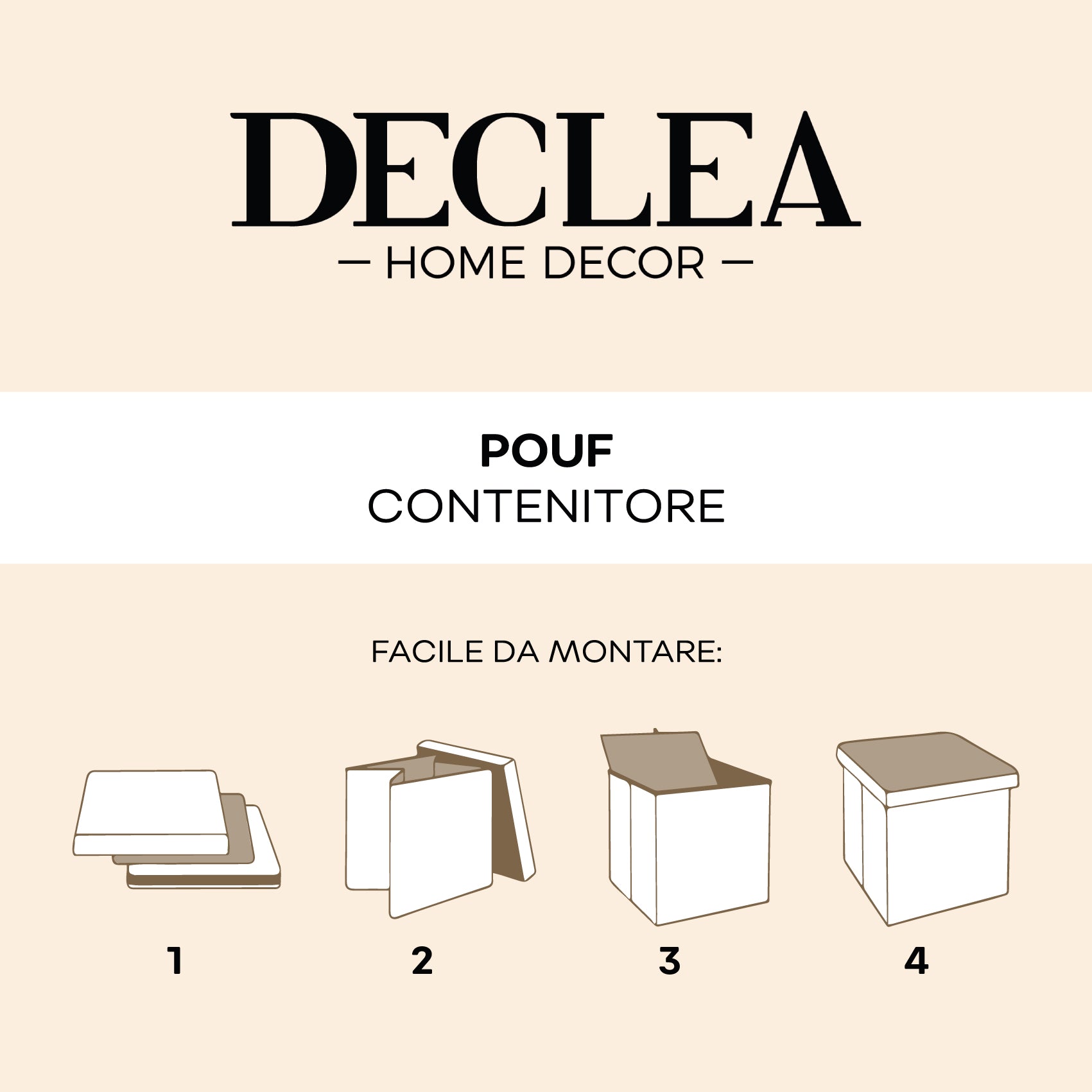 Pouf Contenitore Velluto Bianco Panna