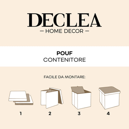 Pouf Contenitore Velluto Bianco Panna