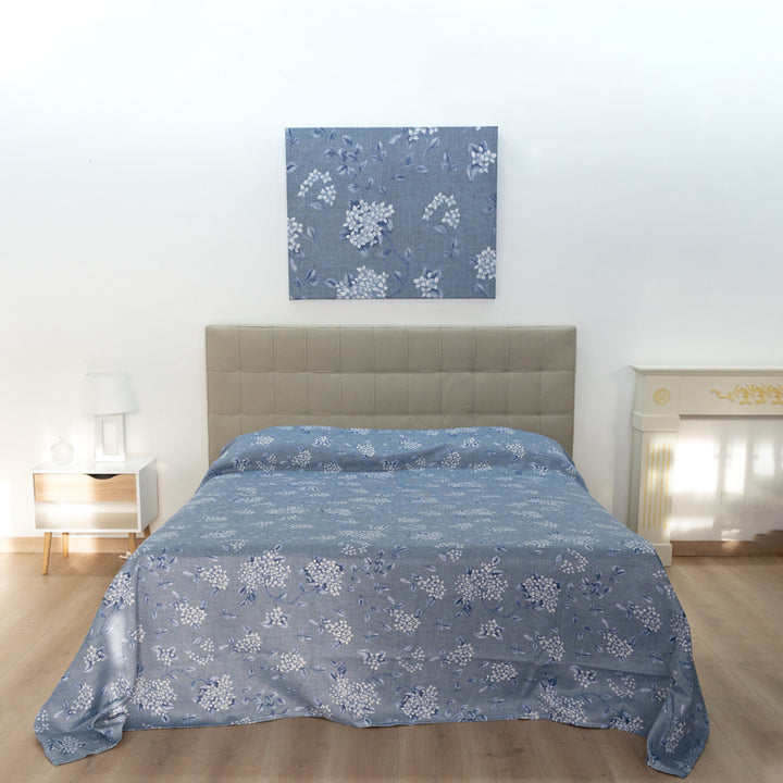 Blue Hydrangea Piquet Bedspread