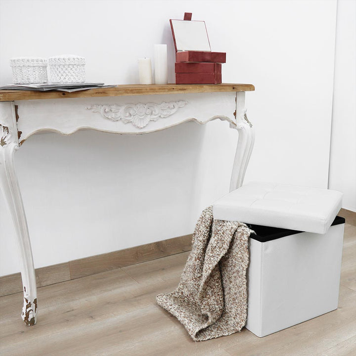 Pouf contenitore Ecopelle Bianco