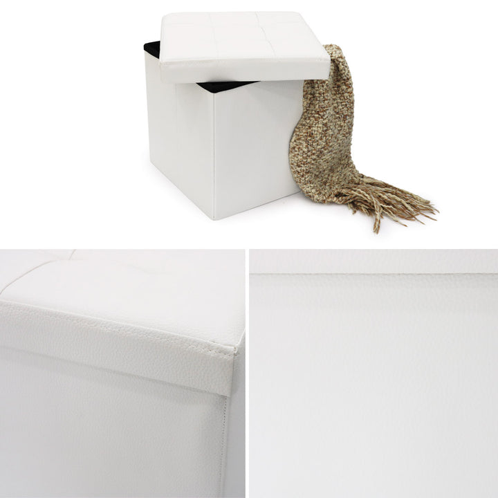 Pouf contenitore Ecopelle Bianco