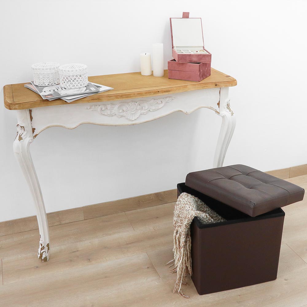 Pouf contenitore Ecopelle Marrone