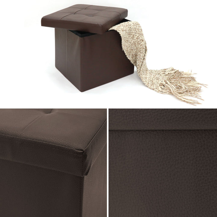 Pouf contenitore Ecopelle Marrone
