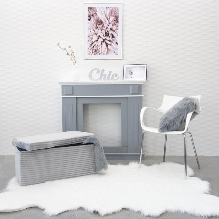 Pouf Contenitore Grigio Ecopelliccia